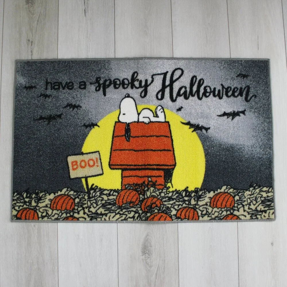 Peanuts Snoopy Have a Spooky Halloween Black Accent Rug Doormat 19.5